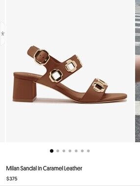 Larroude Milan Sandal In Caramel Leather Size 6.5 New